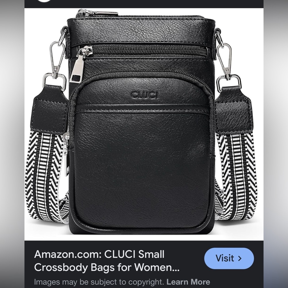 CLUCI Small Black Crossbody with Guitar Strap
